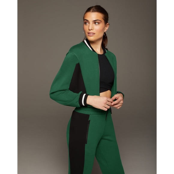 MICHI Carve Jacket Cropped Scuba Ribbed Track Colorblock Stripe - Picture 4 of 16